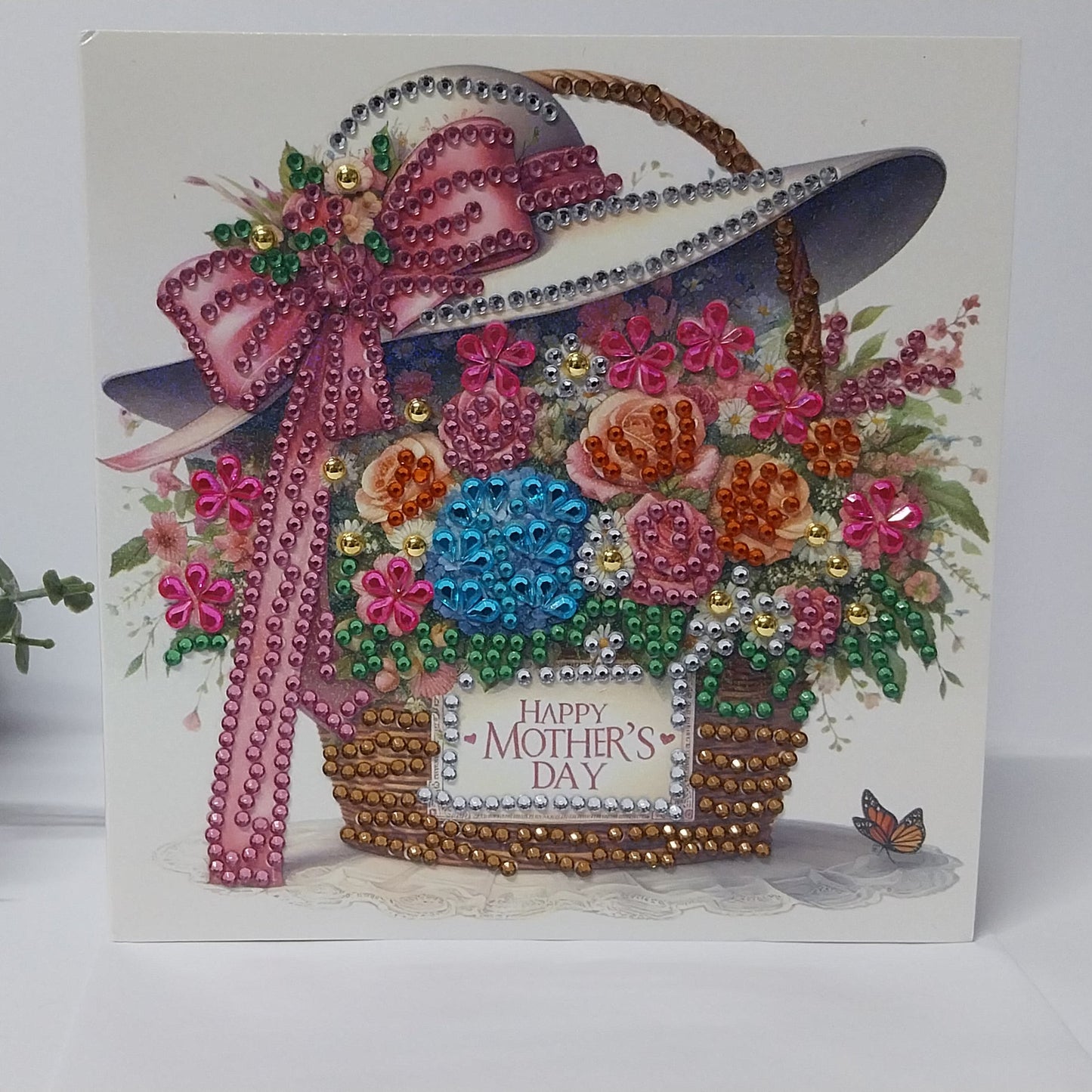 Basket of Flowers and a Hat Mother's Day Card