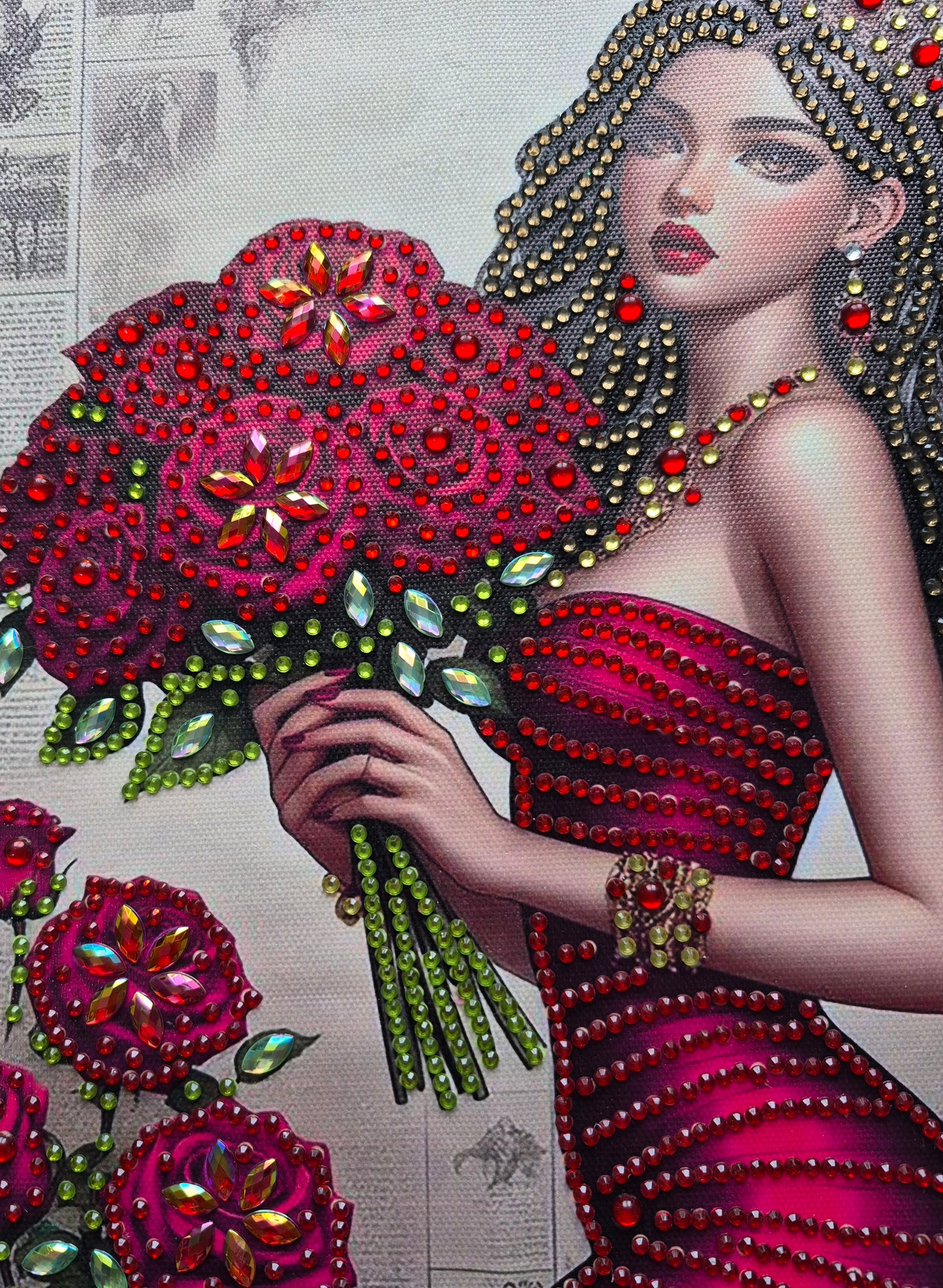 Lady holding Roses Diamond Art Canvas