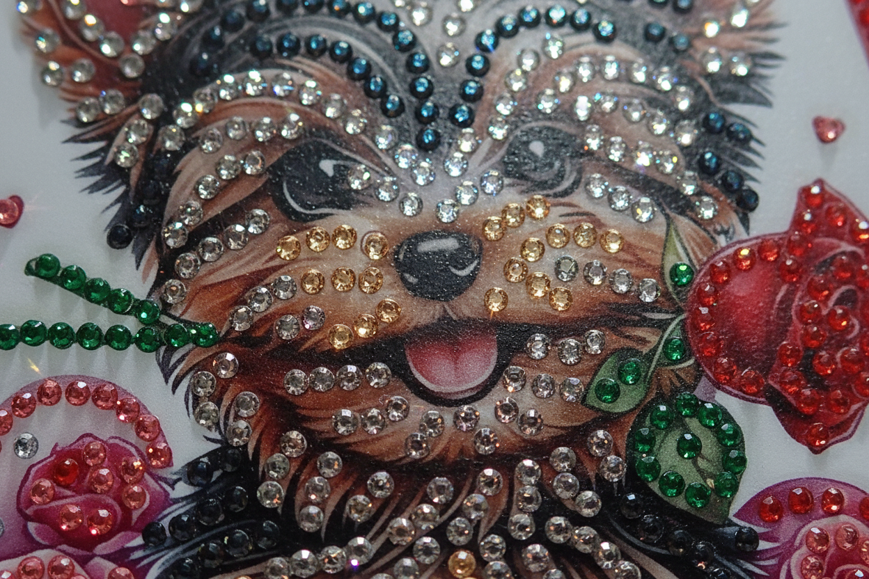 Puppy with a Rose in its Mouth Diamond Art Card
