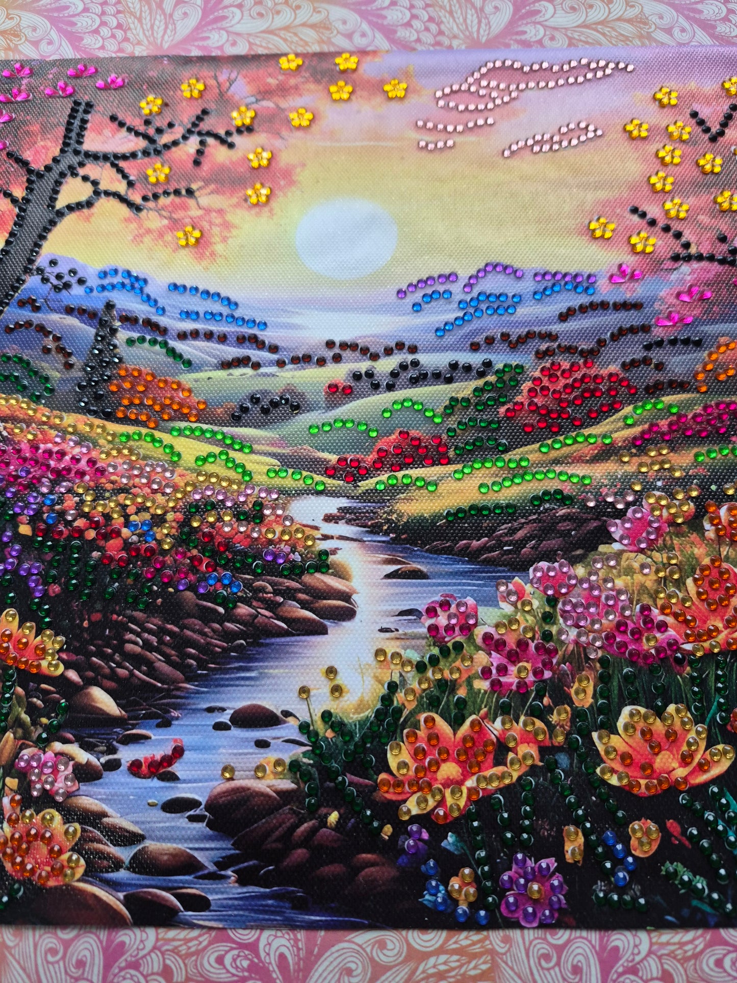 Sunset Stream Diamond Art Canvas