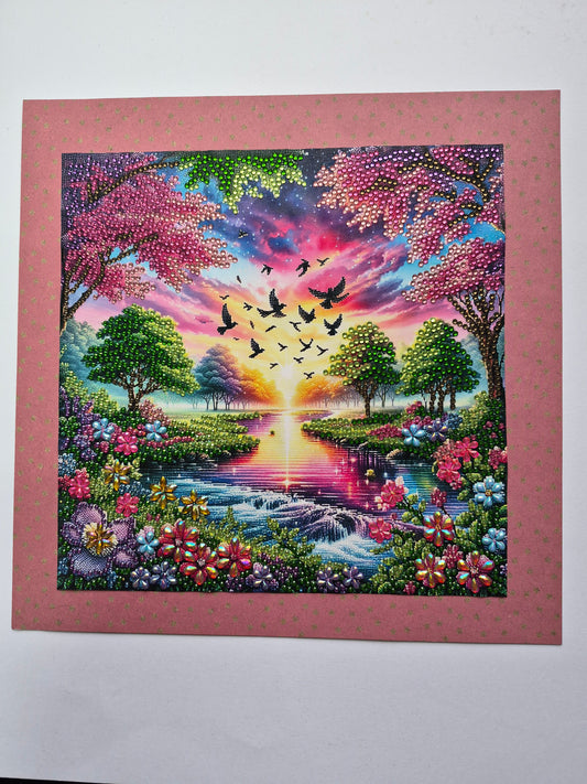 Sunrise and Birds Diamond Art Canvas
