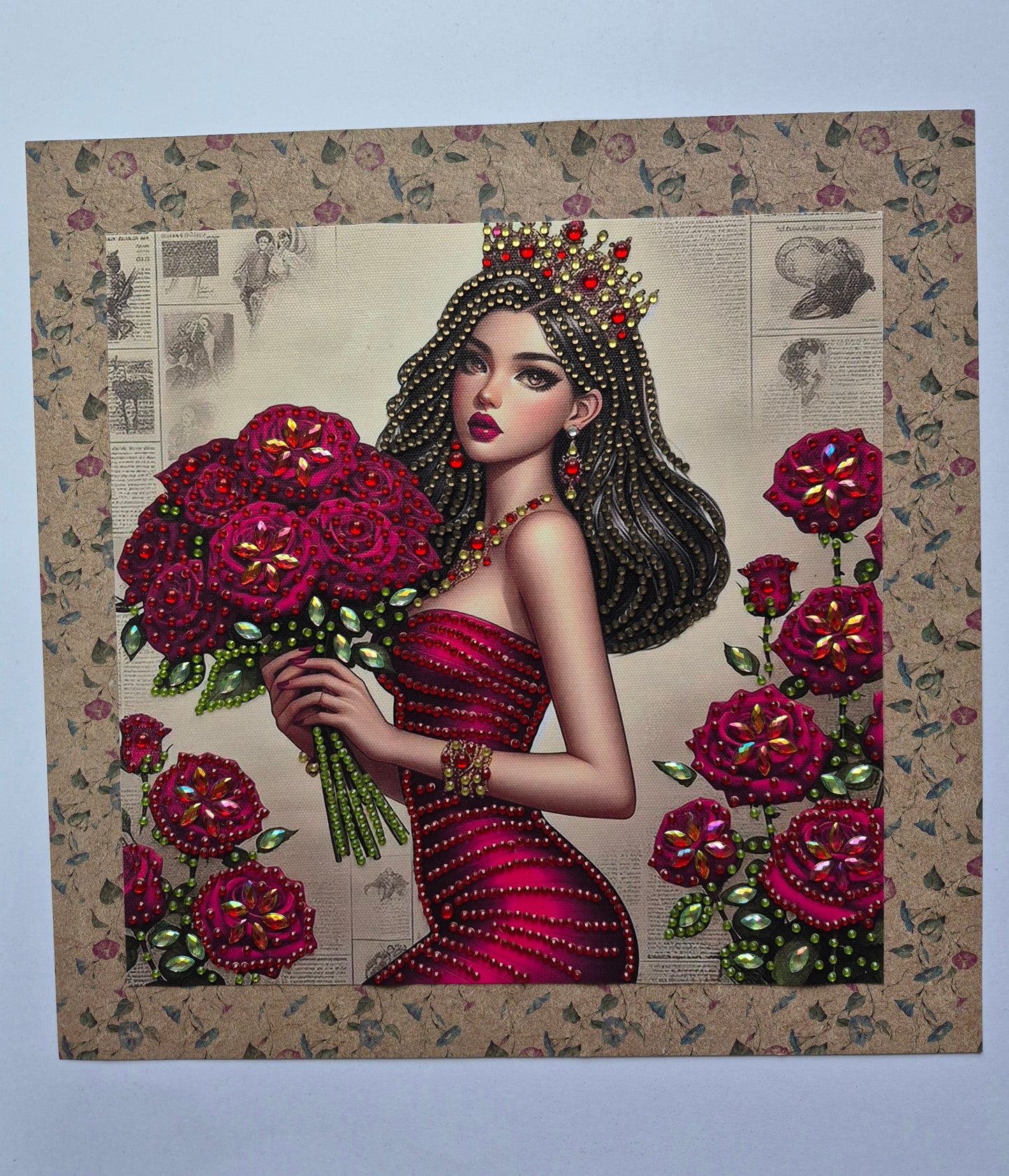 Lady holding Roses Diamond Art Canvas