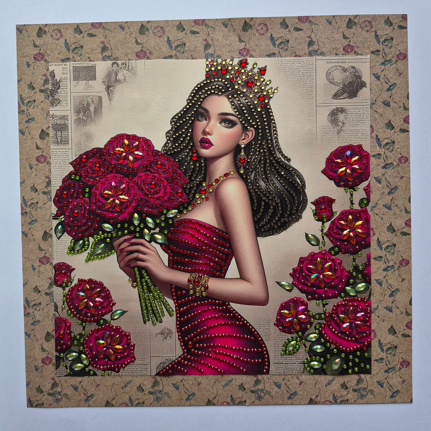 Lady holding Roses Diamond Art Canvas