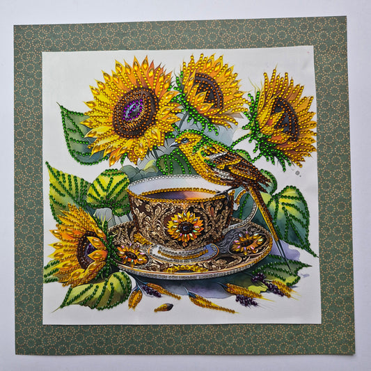 Sunflowers in Cups Diamond Art Canvas