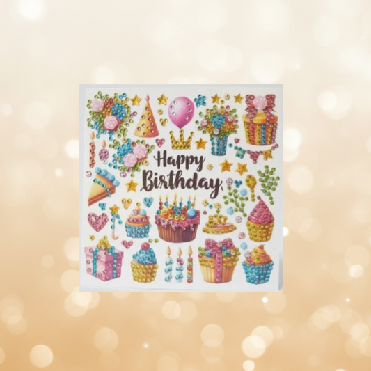 Happy Birthday Full Cakes Handmade Completed 5D Luxury Sparkle Diamond Art Card