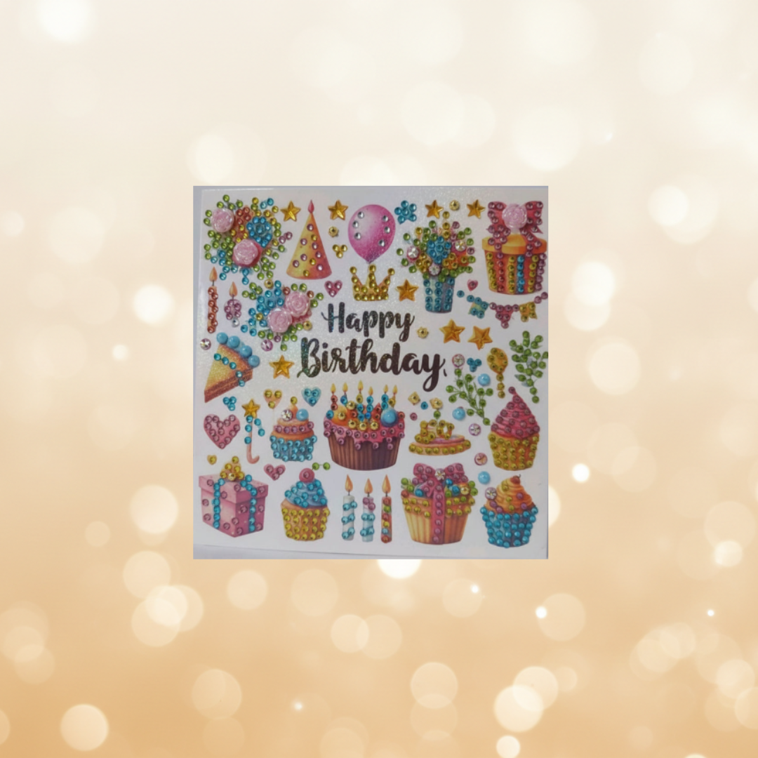 Happy Birthday Full Cakes Handmade Completed 5D Luxury Sparkle Diamond Art Card