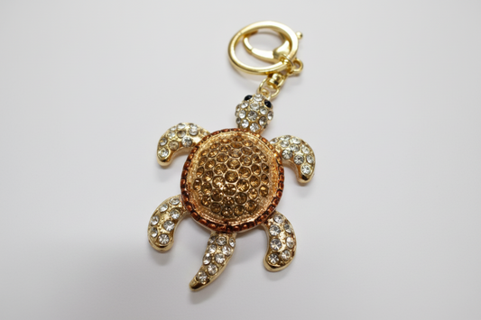Brown Turtle Rhinestone Diamante Bag Charm Handbag Keychain Bling Gift Ladies