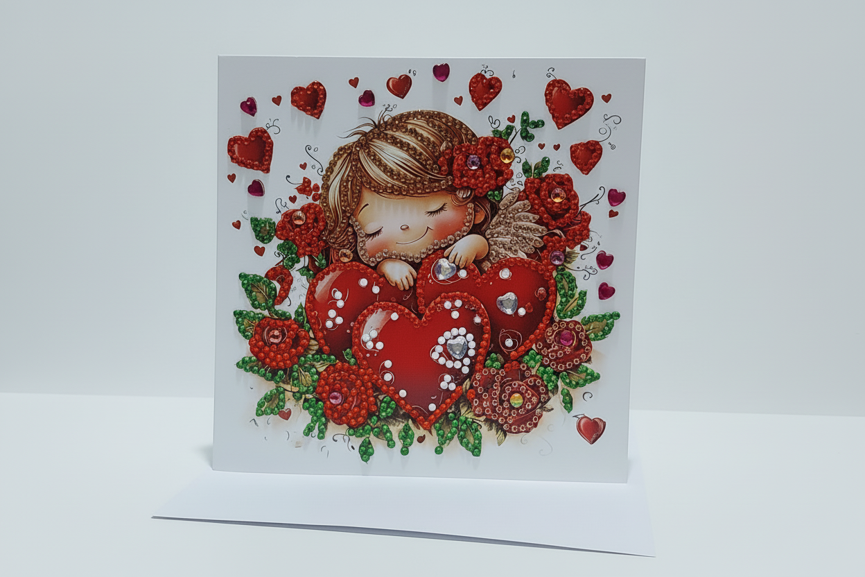 Big Hearts and Small Hearts Diamond Art Card