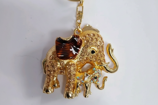 Brown Elephant Rhinestone Diamante Bag Charm Handbag Keychain Bling Gift Ladies