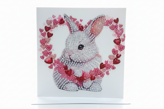 Bunny within a Heart of mini Hearts Diamond Art Card