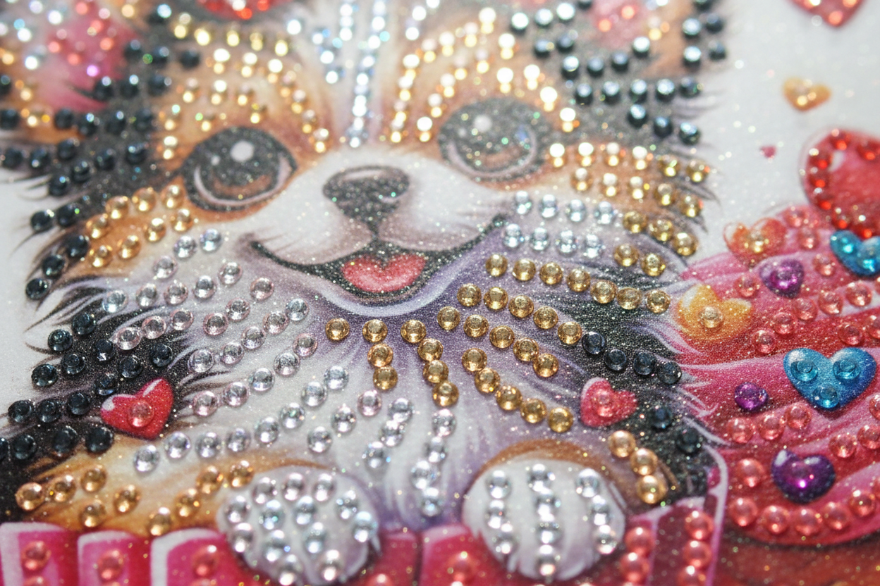 Small Dog with a Cupcake Diamond Art card