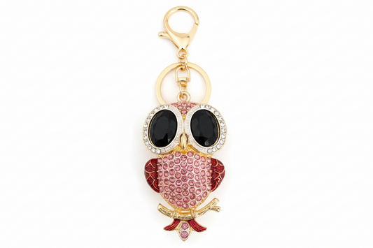 Big Eye Owl Rhinestone Diamante Bag Charm Handbag Keychain Bling Gift Ladies