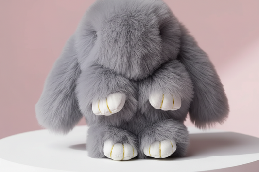 Mini Dark Grey Fluffy Bunny Rabbit Key Ring & Bag Charm