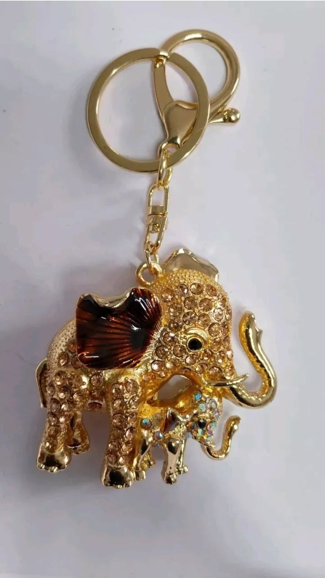 Brown Elephant Rhinestone Diamante Bag Charm Handbag Keychain Bling Gift Ladies
