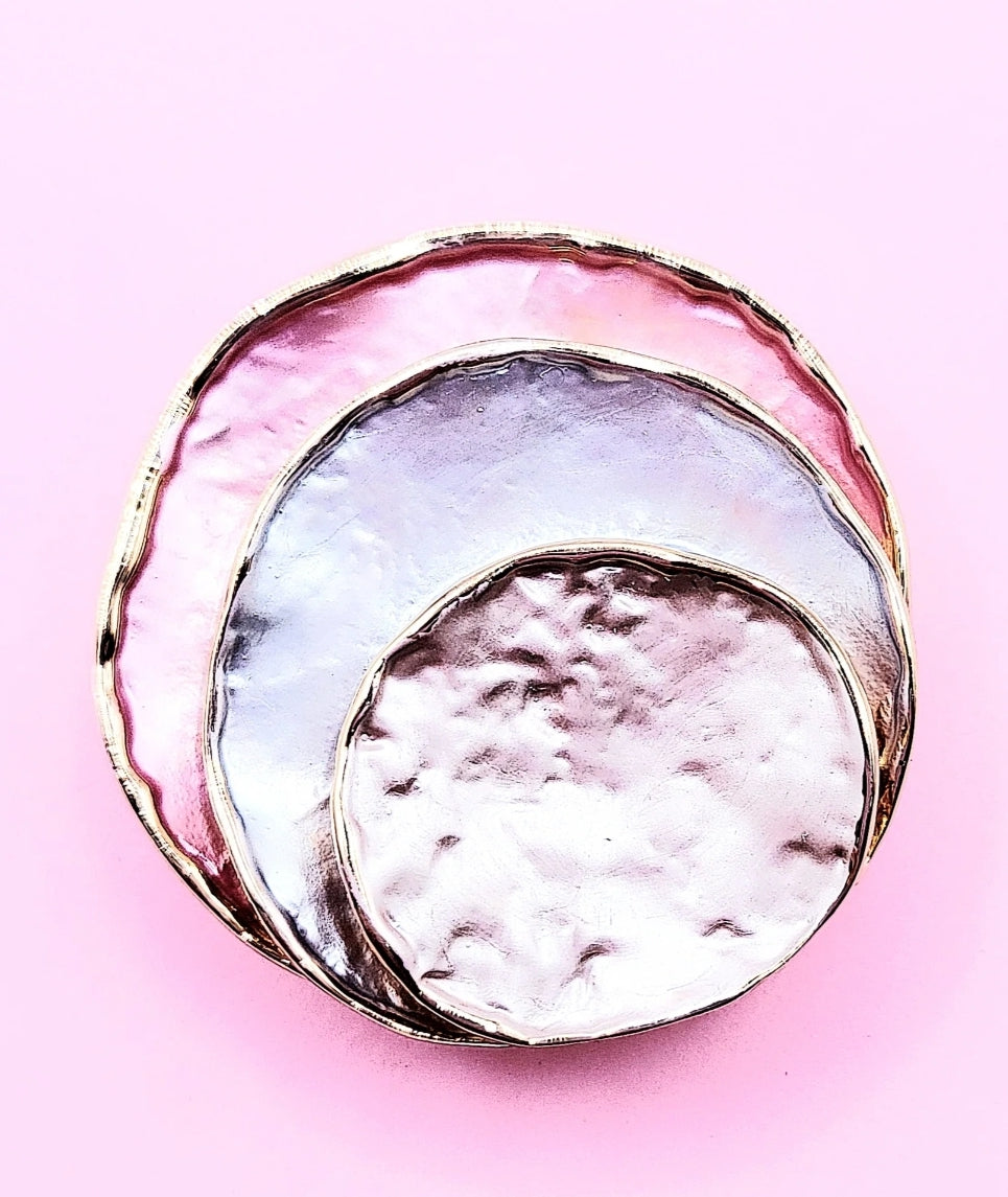 MAGNETIC BROOCH PINK BLUE/SILVER