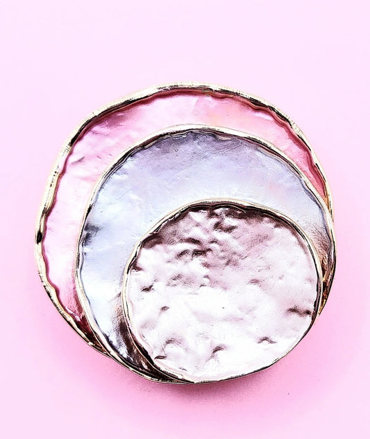 MAGNETIC BROOCH PINK BLUE/SILVER