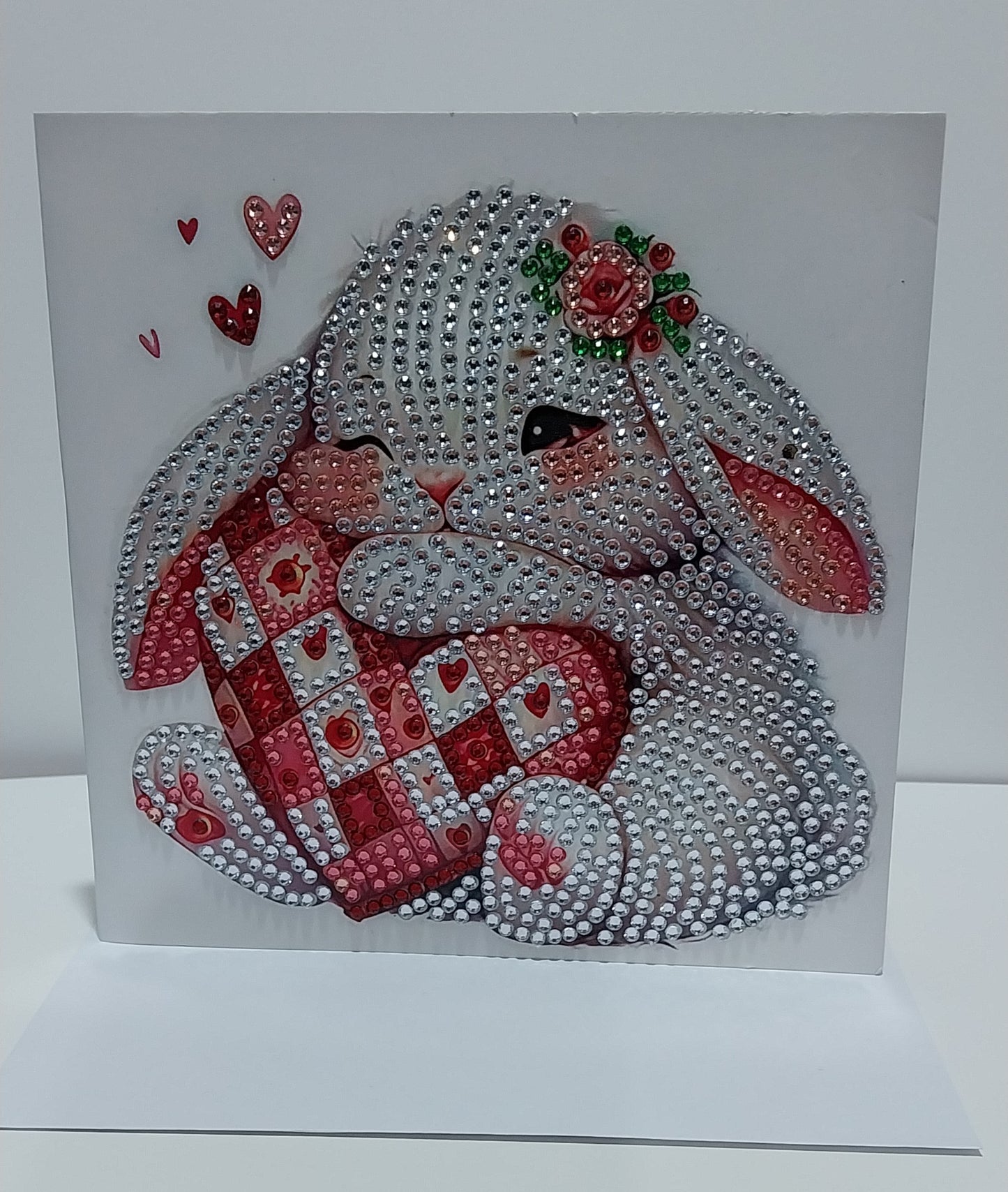 Bunny with a Patched Heart Diamond Art Card