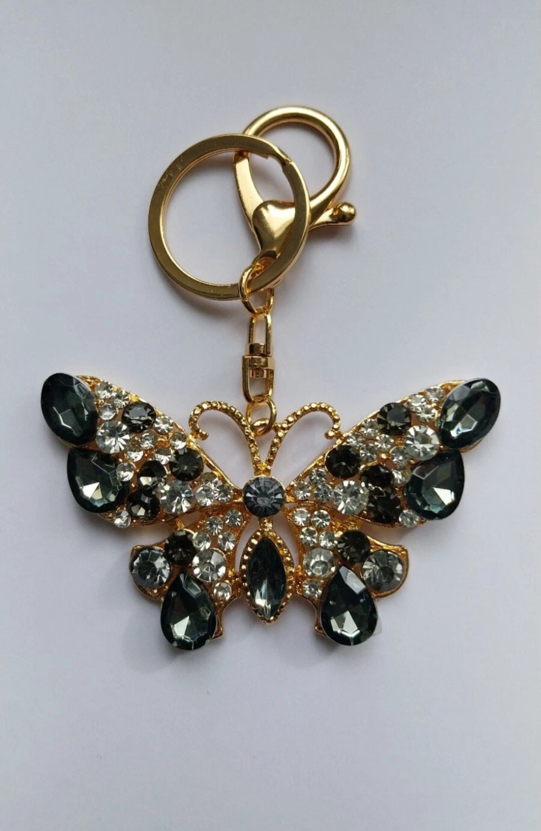 Black Butterfly Rhinestone Diamante Bag Charm Handbag Keychain Bling Gift Ladies