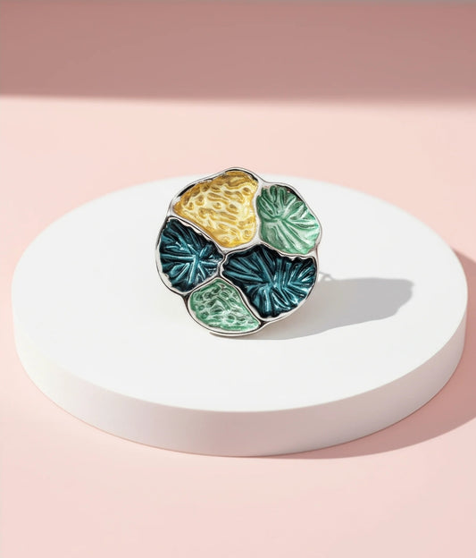 MAGNETIC BROOCH GOLD/GREEN RHINESTONES