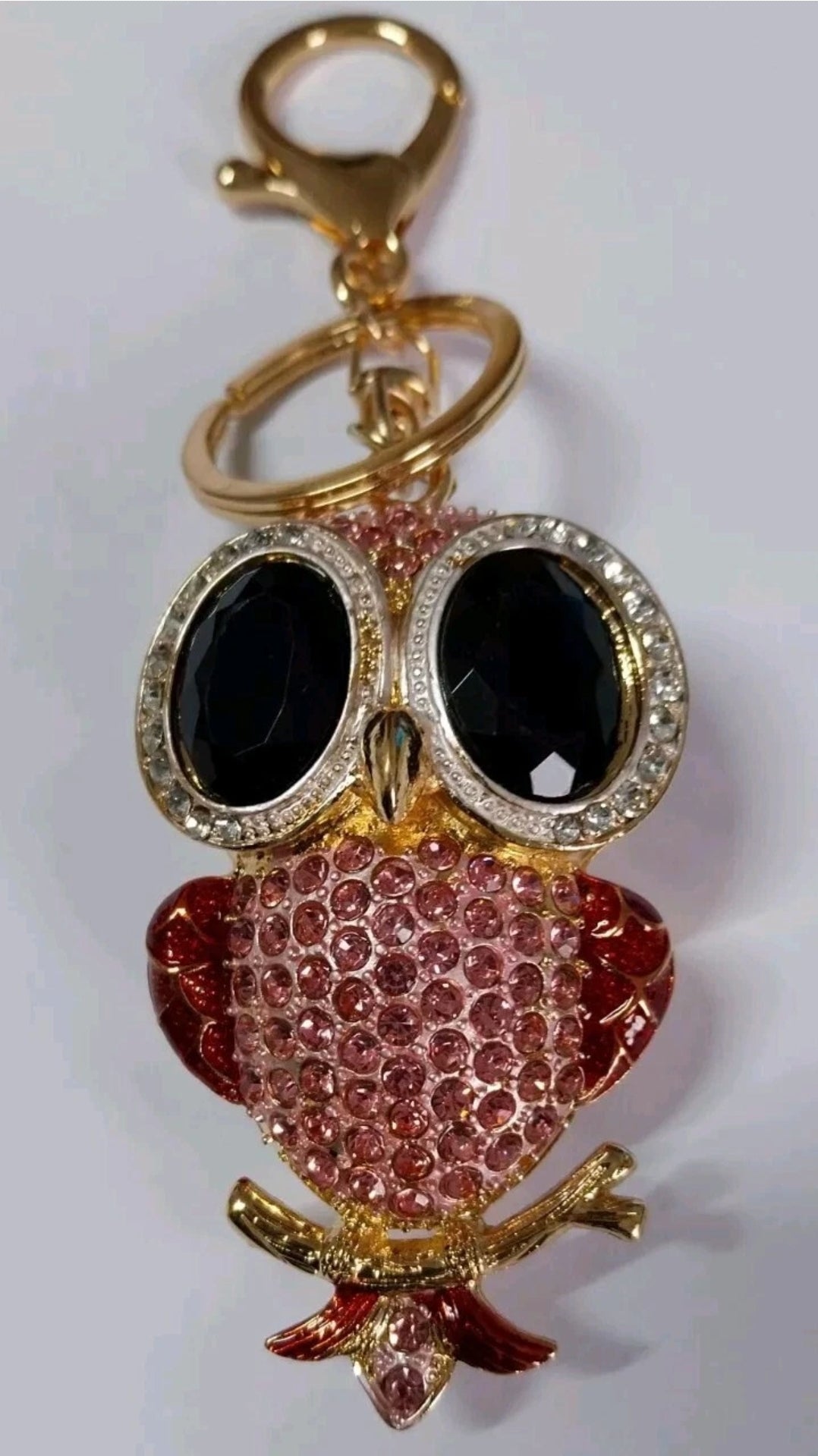 Big Eye Owl Rhinestone Diamante Bag Charm Handbag Keychain Bling Gift Ladies