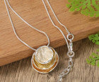 Boho-Chic Yellow Enamel Triple Ring Pendant Necklace