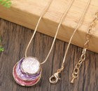 Boho-Chic Pink Enamel Triple Ring Pendant Necklace - Ladies Gift Any Occasion