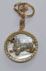 Dog In Circle Rhinestone Diamante Bag Charm Handbag Keychain Bling Gift Ladies