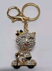 Crystal Diamante Cat On The Bike Bagcharm Ladies bag Keyring Christmas Gift