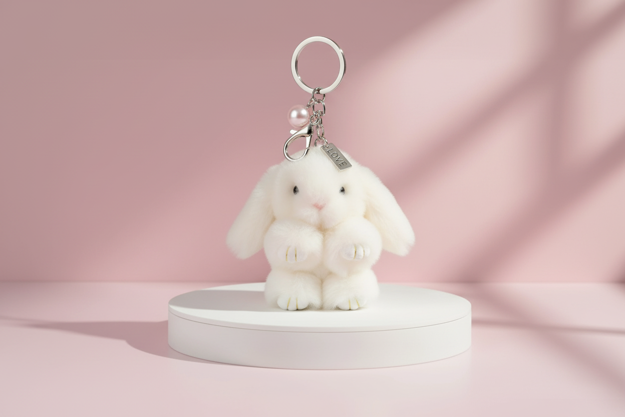 Mini Fluffy Bunny Rabbit Key Ring & Bag Charm