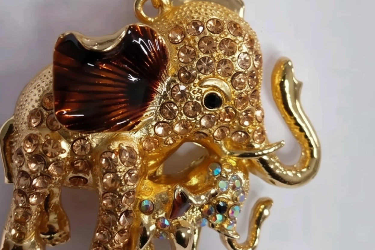 Brown Elephant Rhinestone Diamante Bag Charm Handbag Keychain Bling Gift Ladies