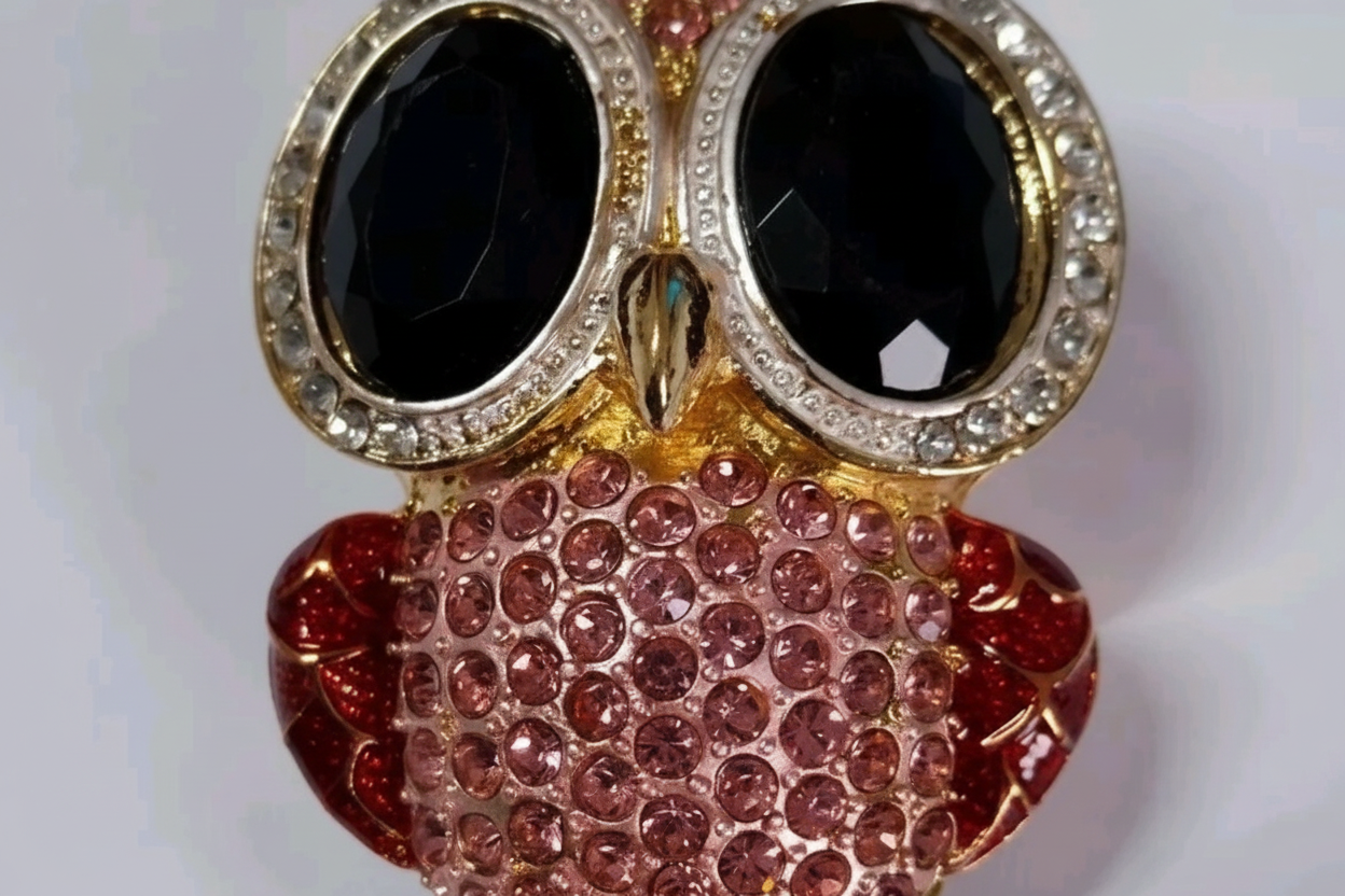 Big Eye Owl Rhinestone Diamante Bag Charm Handbag Keychain Bling Gift Ladies