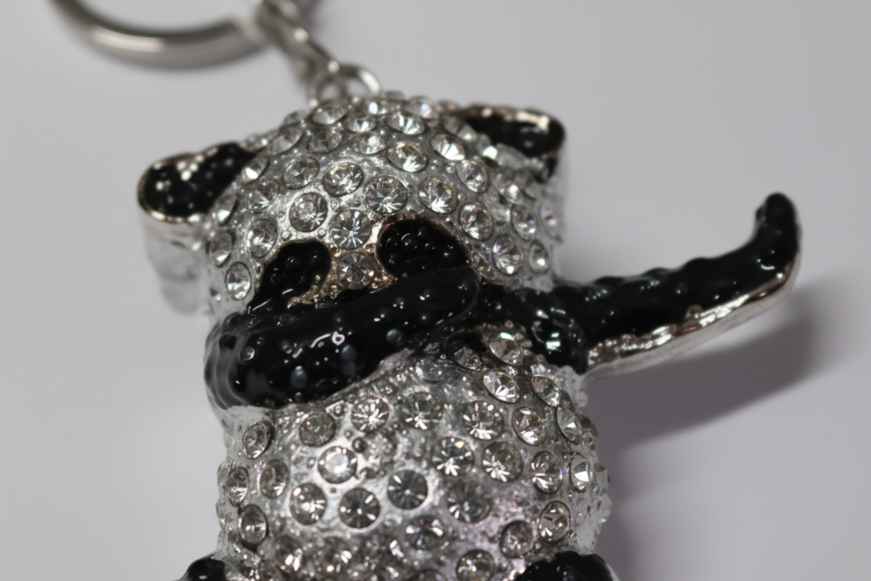 Black Panda Rhinestone Diamante Bag Charm Handbag Keychain Bling Gift Ladies